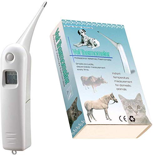 Aurynns Pet Thermometer Dog Thermometer, Fast Digital Veterinary Thermometer, Pet Thermometer for Dogs, Cats, Horse,Cattle, Pigs,Birds, Sheep.C/F Switchable (White) White - PawsPlanet Australia