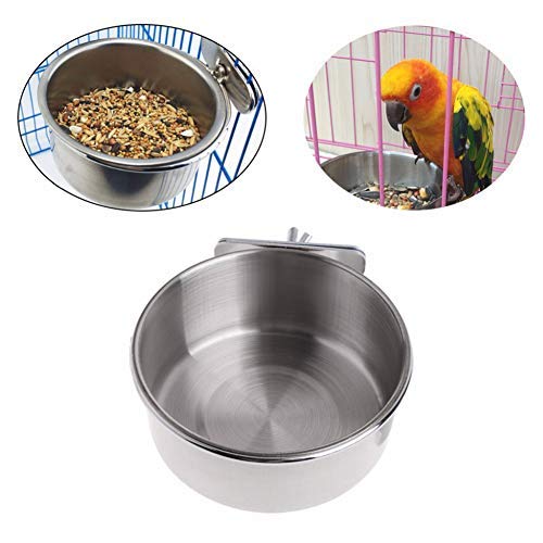 Classic Pet Products Coop Cup Stainless Steel Food Bowl, Cat Food Bowl, Water Bowl, Practical Feeding Tray, Parrot Feeder with Clamp 10cm As Picture Show - PawsPlanet Australia