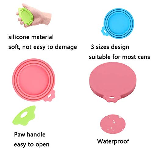 SENDR.KR Can Covers for Pet Food, Set of 3 Universal Silicone Tin Can Lids, Food Safe BPA Free, Dishwasher Safe. One Cat Dog Food Can Lids for Tins Fits All Standard Can Sizes (green blue pink) green blue pink - PawsPlanet Australia