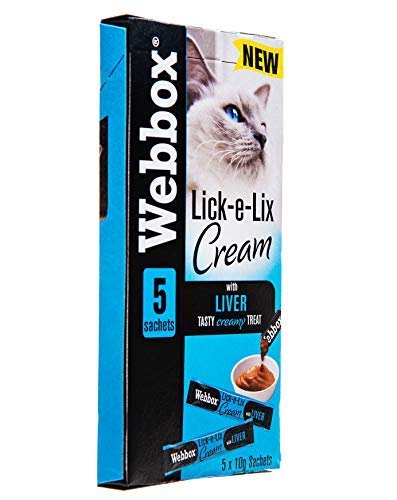 Webbox Lick e Lix Cream with Liver Cat Treats 5 Pieces, Case of 17 | Tasty and Nutritious Sachets - Packaging May Vary - PawsPlanet Australia