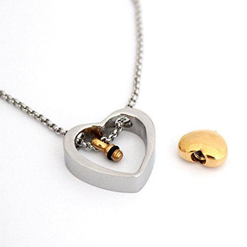 [Australia] - Zahara Memorial Urn Necklace (20 Inches) with Velvet Pouch & Fill Kit | Double Heart Pendant and Chain (Nickel Free) 
