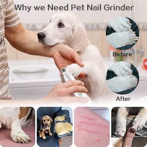 Peteme Pet Nail Grinder,2-Speed Dog Electric Paw Trimmer Clipper Small Medium Dogs Cats Portable & Rechargeable Gentle Painless Paws Grooming Trimming Shaping Smoothing White 6 inch - PawsPlanet Australia