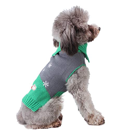 RC GearPro Green Snowman Dog Christmas Knitted Sweater Puppy Cat Winter Sweatshirt Clothes Warm Knitwear (XXS) XX-Small - PawsPlanet Australia