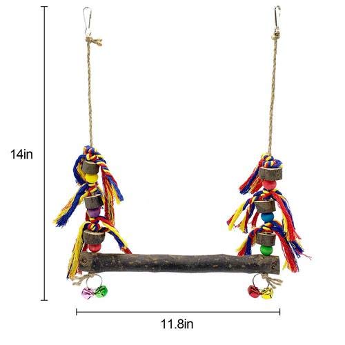 Fiaoen Pet Swing Bird Toy,Chicken Bird Perch Stand Stick,Pet Hammock Toy With Cotton Rope Bell For Rooster Hen Chick,for Large Bird Parrot Hens Macaw Trainning marvelously - PawsPlanet Australia