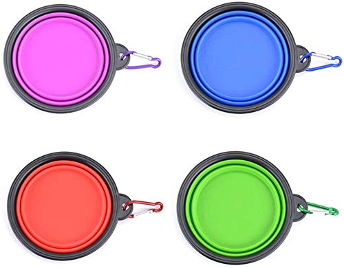 MMBOX Dog/CAT Bowl,Silicone Portable Foldable Water Bowls with Carabiner Clip for Travel (4Pack) 4Pack - PawsPlanet Australia