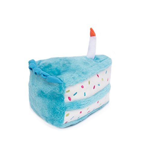ZippyPaws - Birthday Cake Squeaky Dog Toy with Soft Stuffing Blue - PawsPlanet Australia