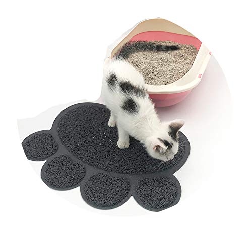 Paw Shaped Cat Puppy Doggy Litter Mat PVC Eco-friendly Pet Feeding Durable Non-slip & Waterproof Mat In Various Shaped (BLUE, CAT HEAD) BLUE - PawsPlanet Australia