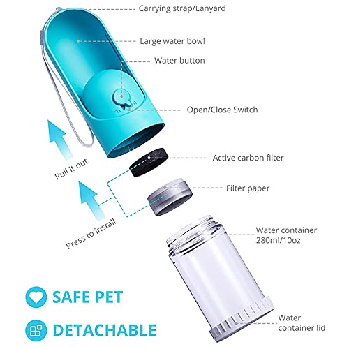 Kisty Portable Dog Water Bottle for Walking - Leakproof Retractable Puppy Water Dispenser, Pet Water Bottle for Outdoor Walking, Hiking, Travel (Blue) - PawsPlanet Australia