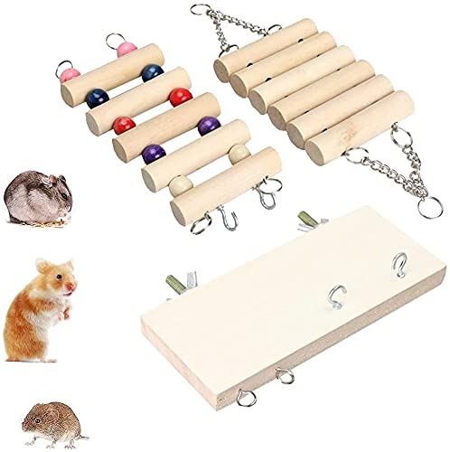 Fun Boredom Breaker, Interesting Hanging Natural Wooden Hamster Swing Ladder Platform Exercise Toys,Small Animal Activity Climb Play Toy Parror,Gerbil,Squirrel,Rat,Hamster, Chinchilla - PawsPlanet Australia