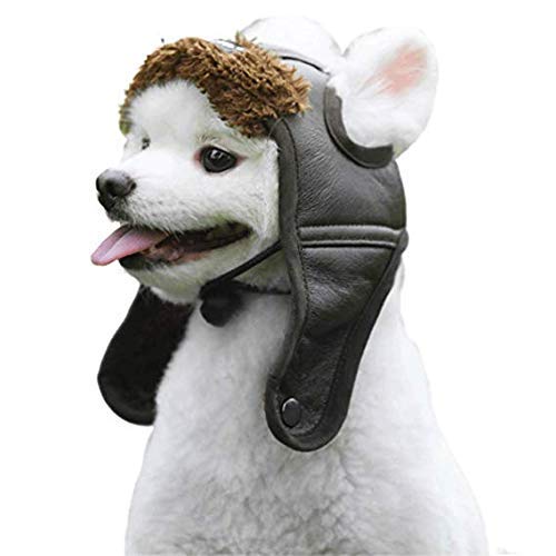 [Australia] - leconpet Dog Aviator Hat, Dog Winter Pilot Hat with Ear Flaps for Cold Weather S Black 