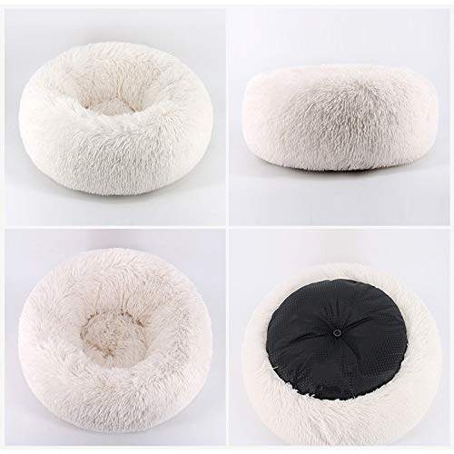 [Australia] - TINTON LIFE Luxury Faux Fur Pet Bed for Cats Small Dogs Round Donut Cuddler Oval Plush Cozy Self-Warming Cat Bed for Improved Sleep S 19.7x19.7x7.1" Dark grey 