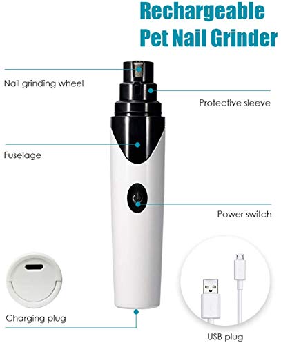 LUXJUMPER Peteast Dog Nail Grinders, USB Rechargeable Electric Rechargeable Pet Nail Grinder, 50DB Ultra Quiet Electric Dog Nail File, Painless Grinder for Small, Medium, Large Dog & Cat - PawsPlanet Australia