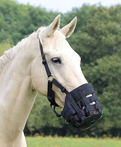 Shires Nylon Grass Muzzle Black Small Pony - PawsPlanet Australia