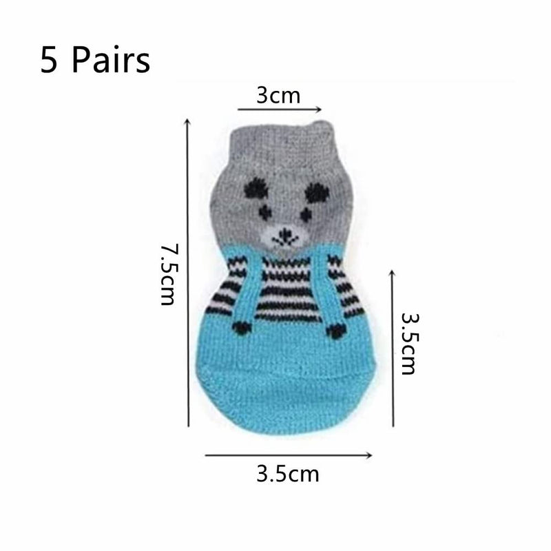NA 5 Pairs of Dog Socks Anti Slip Pet Socks Breathable Paw Protectors Dog Shoes Dog Boots Paw Protectors with Rubber Reinforcement Knit for Small Medium Dogs - PawsPlanet Australia