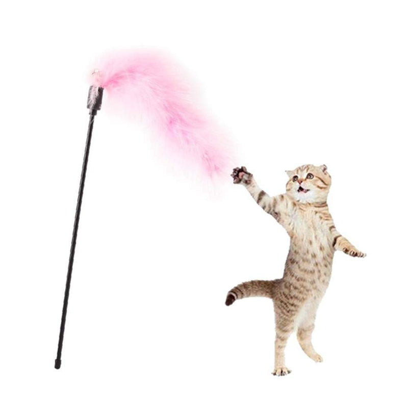 [Australia] - ZEYOU Cute Feather Cat Interactive Stick with Bells,Colorful Feather Tease Cat Rod Funny Cat Teaser Wand Cat Toys 