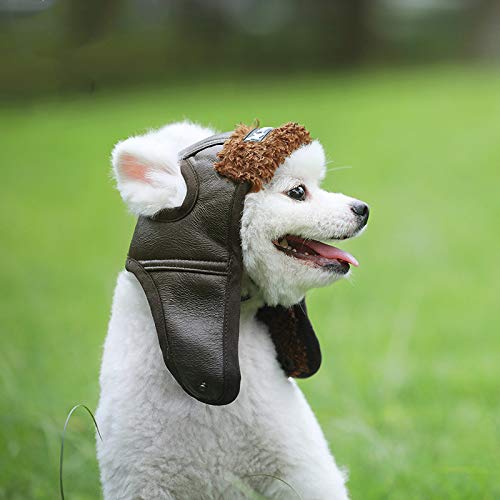 [Australia] - leconpet Dog Aviator Hat, Dog Winter Pilot Hat with Ear Flaps for Cold Weather S Black 