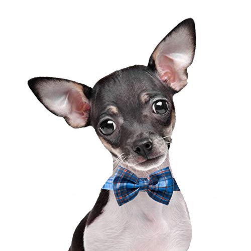 Pet Heroic Pet Dog Cat Collar with Grid Bow tie, Adjustable Plaid Pet Dogs Cats Comfortable Durable Bowtie Collars for Small Medium Large Dogs Cats in 3 Styles S - PawsPlanet Australia