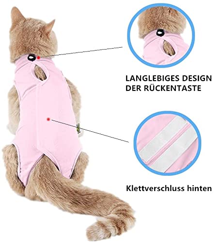 Voarge Recovery Suit Cat, Cat Bodysuit After Surgery Anti-licking, Prevent Licking After Surgery Wearing Weaning and Keeping Warm Recovery Cloth Suit for Cats Dogs (M, Pink) M - PawsPlanet Australia
