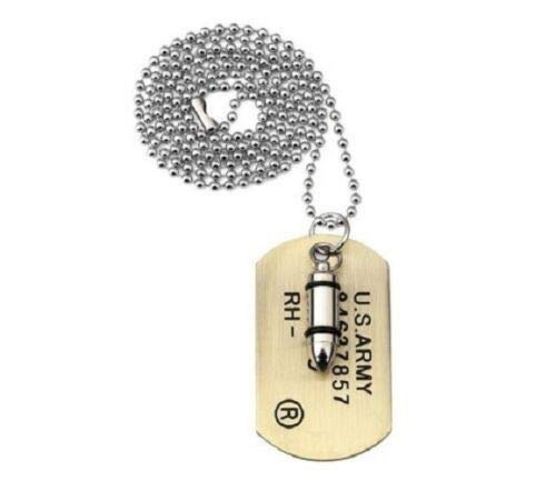 CMJ GOLD Bullet Dog Tag Pendant Necklace Military RAMBO ID Tag Ball Chain Fancy Dress Army - PawsPlanet Australia