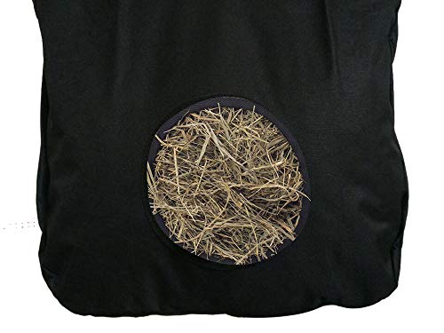 [Australia] - NRTFE Slow Feed Horse Hay Bag Pouch with D Rings Canvas Tote for Horses Goats Alpacas,29" Large Bag Black 