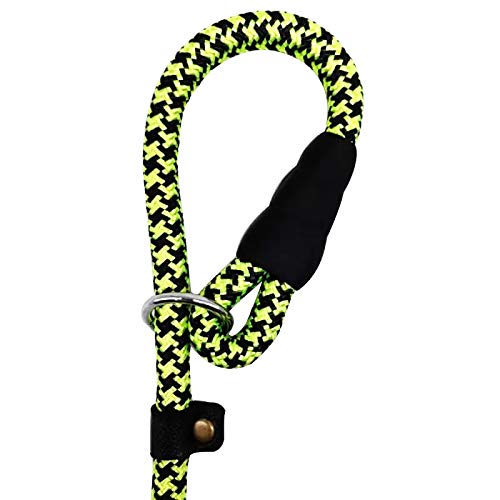 [Australia] - Mycicy Durable Rope Slip Collar Choke Dog Lead- Extremely Comfortable Handle No-Pull Pet Training Leash for Medium and Large Dogs-1.5mx12mm 1/2" x 5Ft Green A 