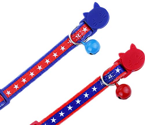 [Australia] - BoomBone 2 Pack USA Cat Collar Breakaway,Safety Adjustable Collars with Bell for Kitten 