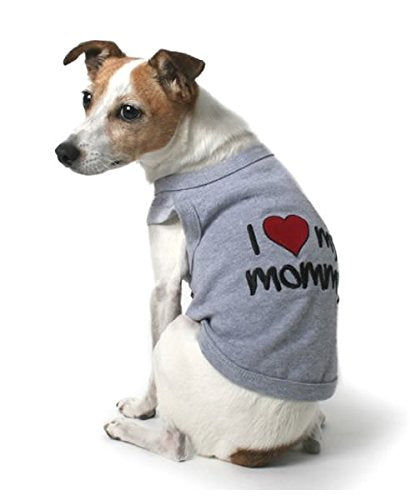 [Australia] - Parisian Pet Dog Cat Clothes Tee Shirts Mommy's Boy, Daddy's Girl, Big Brother, Big Sister, Little Brother, Little Sister, I Love Mommy, I Love Daddy I Love My Mommy - Grey Large 
