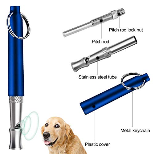 IKAAR Dog Whistle Ultrasonic Dog Whistles for Recall with Lanyard & Adjustable Frequencies and Clicker Training for Dogs Set Blue - PawsPlanet Australia