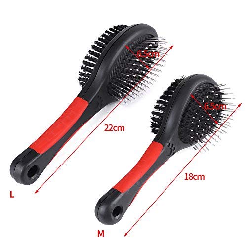 Fdit Dog Brush Cat Pet Grooming Comb 2 in 1 Double Sided Pin Cleans for Pets Shedding and Dirt Suitable for Long Medium Thick Short Hair Pet(M) M - PawsPlanet Australia