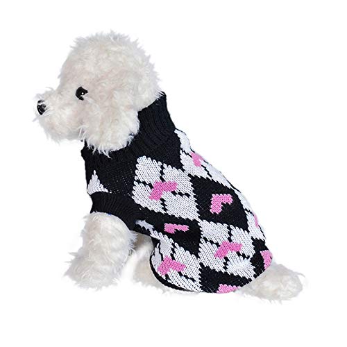 [Australia] - Evursua Cat Clothes Sweater for Kitten Small Dogs, Cats Winter Knit Clothing Warm Soft and High Stretch, fit Pet Male Female M-chest 12inch Navy/pink heart 