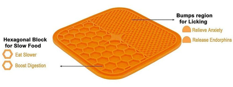 Dog Lick Pad And Food Bowl Mat, Dog Mat With 15 cm Square And 48 Suction Cups, Mat With Free Food Grade For Fun - PawsPlanet Australia