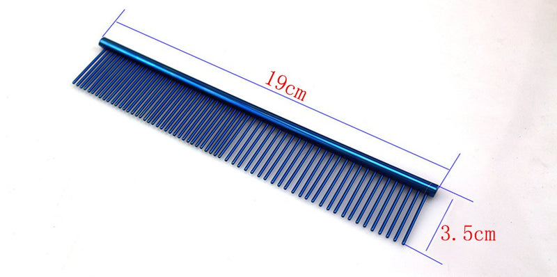 ZoCr Stainless Steel Pet Comb for Dogs Cats, Pet Grooming Comb with Different Spaced Rounded Teeth (Blue) - PawsPlanet Australia