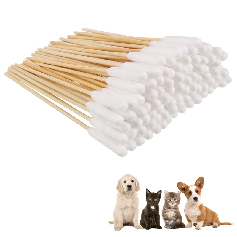 FANTESI Pack of 100 dog ear cleaning sticks, 15 cm long cane, ear cleaner, cotton swabs, ear cleaning sticks for pets, dogs, cats - PawsPlanet Australia