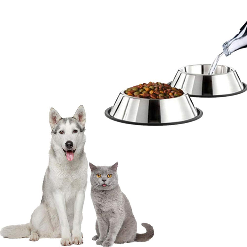 Kuiji Pets Bowls for Cats & Dogs Stainless Steel Non-slip Water Bowl Feeder Bowl Rubber Base (S, Silver) - PawsPlanet Australia