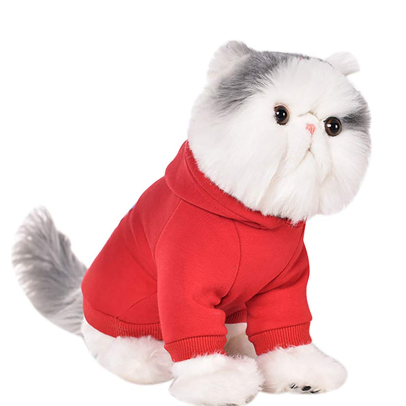 BinetGo Dog Hoodies Pet Clothes Dog Sweatshirts Pullover Cat Jackets for Doggie Clothes Cotton with Velvet Lining Red (S, Red) Small - PawsPlanet Australia