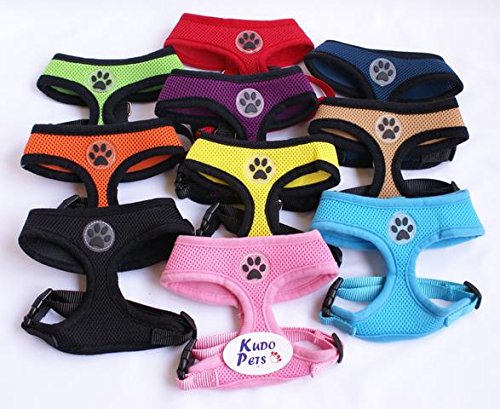 [Australia] - KUDO PETS Soft Mesh Dog Harness with Leash - Multiple Sizes & Colors M Pink 