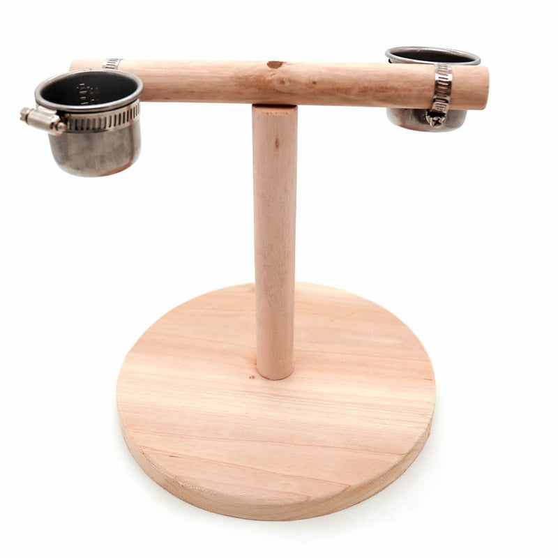 [Australia] - Mrli Pet Bird Table Perch Stands Wooden for Small Bird Parrot Budgies Parakeet Cockatiel Cockatoo Conure Lovebird or Small Animal Hamster Training Tripod Toy Table Top Bird Stand 2 Cup 