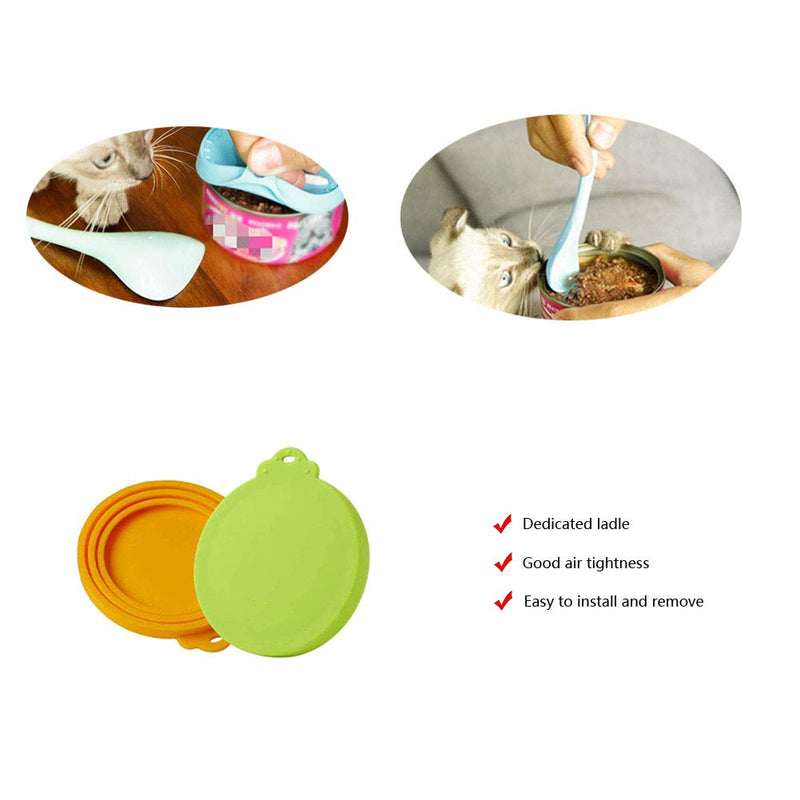 Pet Food Can Covers, 5 Pieces of Silicone Can Lids and Long Handle Feeding Spoon, Food Grade Universal Size Food Cover for Dog Cat Can Food - PawsPlanet Australia