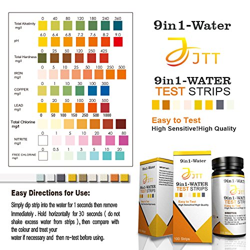 [Australia] - JTT 9 in 1 Water Test kit 100ct,Test for Drinking Water, Aquarium,Pool & Spa;Best Kit for Accurate Water Quality Testing,Instant Results -PH - Free Chlorine - Total Hardness + More 