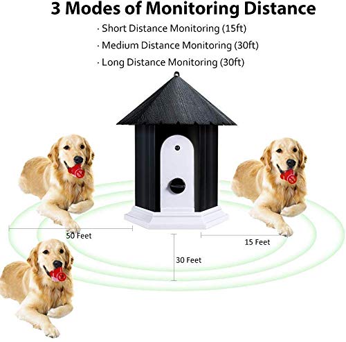 [Australia] - YC° Outdoor Bark Control Device, Anti Barking Device, Ultrasonic Stop Dog Bark Deterrents with Adjustable Ultrasonic Level Control Sonic Bark Deterrents Up to 50 Ft. Range Safe for Dogs black 