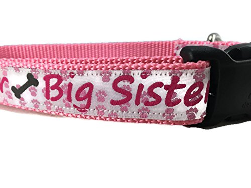 [Australia] - CANINEDESIGN QUALITY DOG COLLARS Sibling Dog Collar, Caninedesign, Brother, Sister, Quick Release Buckle, 1 inch Wide, Adjustable, Nylon, Medium and Large Big Sister Large 15-22" 