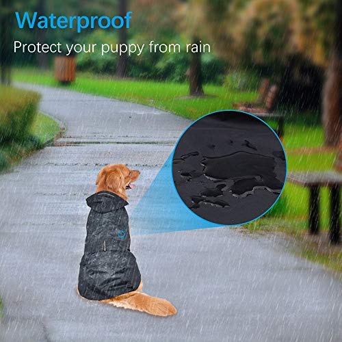 Zellar Dog Raincoat with Hood,Collar Hole, 100% Waterproof Ultra-Light Breathable Rainwear Rain Jacket with Safe Reflective Strips for Medium to Large Dog, Blue, 3XL - PawsPlanet Australia