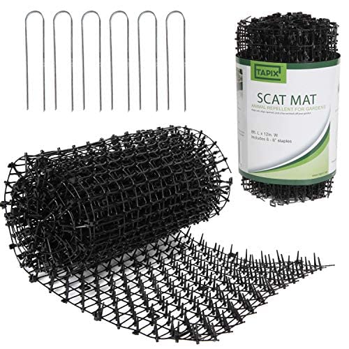 Tapix Cat Scat Mat with Spikes Digging Stopper - Anti-cat Network Cat Strips, Cat Deterrent Mat for Indoor and Outdoor with Staples 8 ft x 12 in - PawsPlanet Australia
