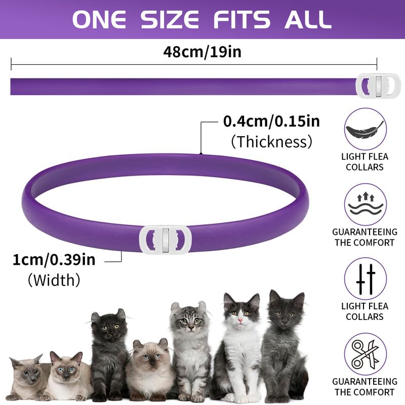 Calming Collar for Cats, Adjustable Calming Collar with Pheromones Cats, Waterproof Calming Collar for Cats Anti Stress for 60 Days for Kittens Large Cats Purple 2 Pieces Purple-2 Pieces - PawsPlanet Australia