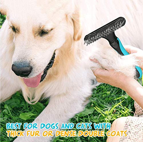 JOFUYU Dog Grooming Rake Removes Tangles and Knots - Cat Comb for Removing Loose Undercoat, 2-in-1 Grooming Tools - Perfect for Long and Short Haired Dogs, Cats and Other Pets - PawsPlanet Australia