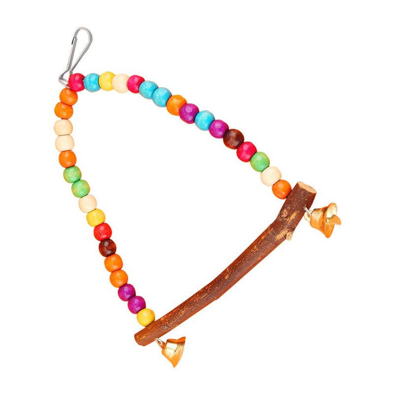 HEEPDD Bird Swing, Colorful Beads Parrot Standing Perch Hammock Hanging Toy with Bells Cage Accessories for Medium and Small Parrots Finch Lovebird - PawsPlanet Australia