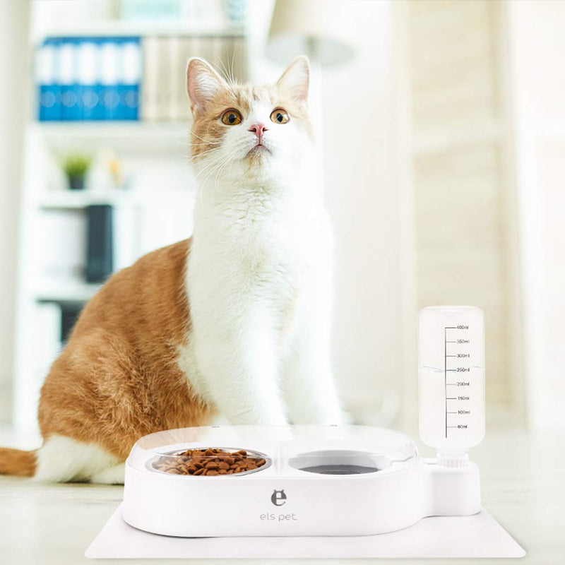 BINGPET Food and Water Bowl - Pet Bowl for Cats and Small Dogs, Detachable Food Bowl, Automatic Water Dispenser, No Spill and Nonslip Feeder with Silicone Food Mat - PawsPlanet Australia