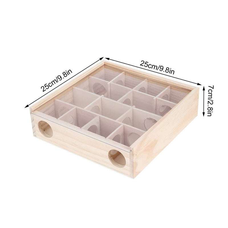 GOTOTOP Hamster Maze with Acrylic Glass Mouse Mice Small Animal Interactive Intelligent Toy Natural Wood Organic Glass Pet Toys(9.8x9.8x2.8inch) - PawsPlanet Australia