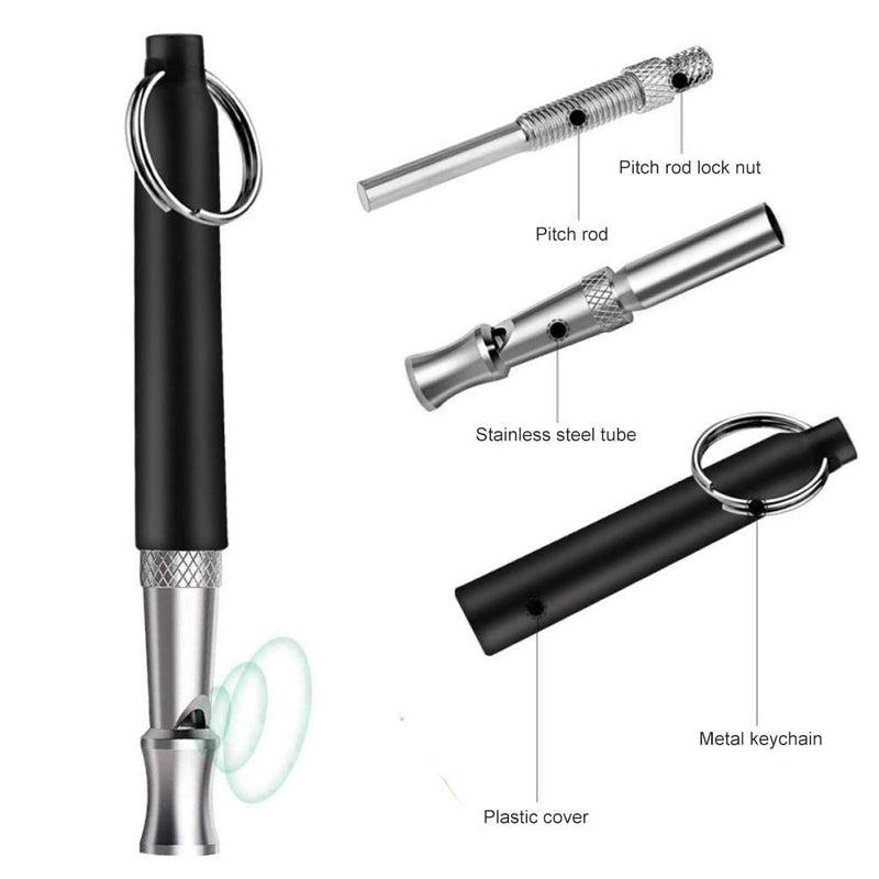 [Australia] - Mumu Sugar Dog Whistle to Stop Barking, Silent Bark Control for Dogs - Ultrasonic Patrol Sound Repellent Repeller - Dog Whistle Politics Training for Call - Dog Free Lanydard Strap Black 