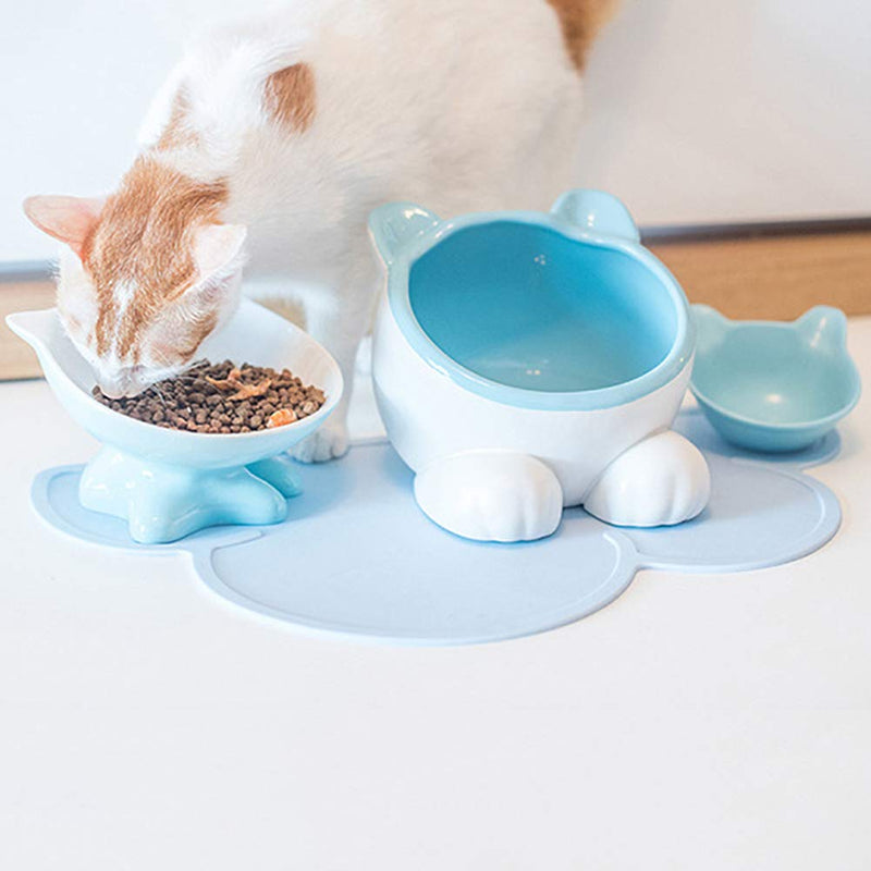 [Australia] - Luck Dawn Pet Food Tray, Cloud Silicone Pet Feeding Mat Pad Premium Anti-Slip Waterproof Dog Cat Bowl Placemat Placemat Blue 